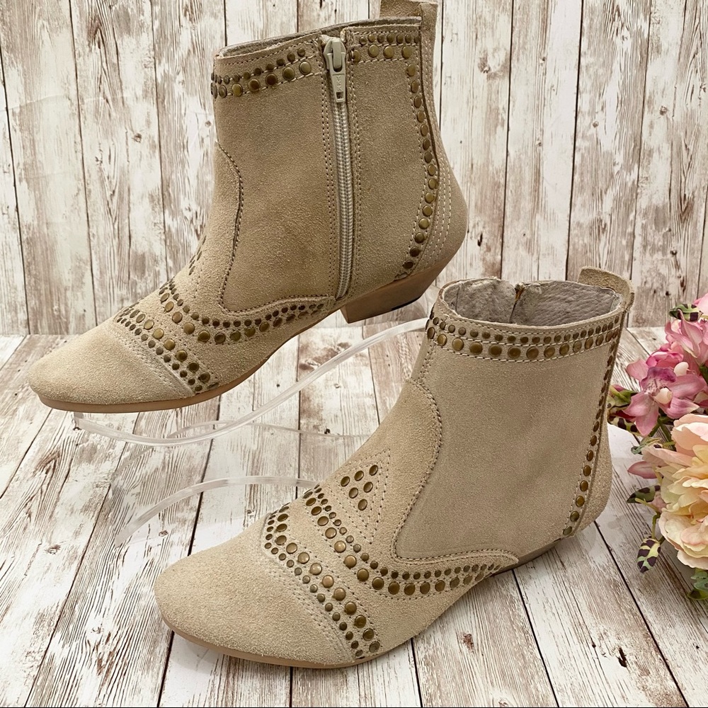 Matisse Beige Ankle Booties with Stud Accents